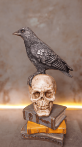 مجسمه پلی‌استر سنگی “Raven and Skull”